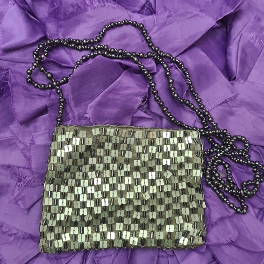 Vintage Olive Green Sequin dinner mini purse